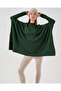 15783 Slit Poncho Sweater - Emerald Green - 4