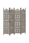 Hand carved 4-Panel Room Divider Grey 160x165 cm Solid Mango Wood