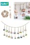 Wall Hanging Picture Organizer, Hanging Photo Display, Boho Wooden Bead Garland Photo with 18 Clips,