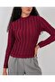 Women's Textured Stretch Knit Blouse 975 - Burgundy - 3