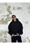 Siyah Oversize Basic Hoodie