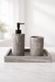 Natural Travertine Stone Bathroom Set – Liquid Soap Dispenser and Toothbrush Holder |   Minimal Luxury Design