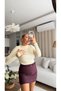 Women's Zippered Shorts Skirt with Thin Belt Detail Plum - 7
