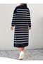 Women's Striped Polo Neck Knit Dress - 4