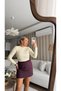 Women's Zippered Shorts Skirt with Thin Belt Detail Plum - 6