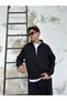 Siyah Oversize Basic Half-Zip