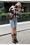 Crew Neck Fleece-Lined Diamond Patterned Knitwear Women's Sweater - 4