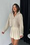 Oversized Cropped Height Mock Neck Half-Zip Knit Sweater AW25KZ0121