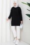 Women's Knitted Diamond Patterned Knitwear Tunic - 3