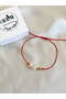 Red String Bracelet with Tulip Pearl Figure and Dorica Detail - Does Not Tarnish - 4