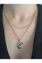 Steel Double Necklace (Italian Chain and Gold Black Plate Detailed Butterfly Pendant) 2-Piece Charm Necklace - 3