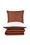 Satin 100% Cotton Double Duvet Cover Set Solid Color Beige - Cream - 4