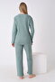 Front Buttoned Comfortable Fit Adjustable Waist Sleeve and Leg Ruffle Detailed Maternity Pajama Set - 4