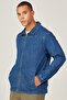معطف دينيم ياقة دائرية ذو مقاس عادي من Indigo Standard Fit - 3