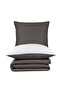 Satin 100% Cotton Double Duvet Cover Set Solid Color Anthracite-Cream - 4