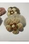 Plush Hair Clip Set of 4 with Flower Figure for Gathering Hair 4 Colors Gray Cream Burgundy Brown - 6