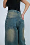 Super Baggy Washable Loose Fit Jeans Green Tint - 4