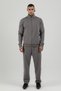 Sportswear Full Length Zippered Men's Mock Neck Piece Tracksuit Set Gray