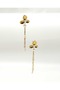 Flower and Pearl Detailed Dangle Steel Earrings - 2