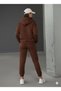 Women's Coffee Hoodie Coffee Sweatpants Top and Bottom Set - 2