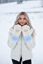 Blue and Cream Color Paw Strap Plush Gloves