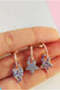 Mix Stone Heart Open Hoop Earrings - 5