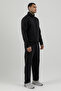 Sportswear Full Length Zippered Men's Mock Neck Piece Tracksuit Set Black - 2