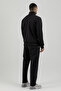 Sportswear Full Length Zippered Men's Mock Neck Piece Tracksuit Set Black - 3