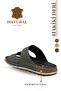 Sermoda Double Velcro Genuine Leather Men's Slippers Natural Leather Slippers C Smoked - 7