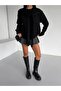 Soft Women's Knit Sweater with Scarf Detail - 5
