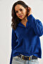 Women's Cobalt Blue Polo Neck Thessaloniki Blouse Blz-19002810 - 5