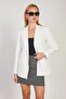 سترة بليزر نسائية بزر واحد - أبيض