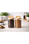 Set of 2 Glass Jars with Bamboo Handles and Lids 500 ml – Transparent Storage Jar Set - 2