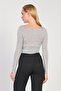 Women's Boat Neck Long Sleeve Basic Bodysuit - Gray - 4