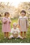Baby Girl and Girl Child Festive Muslin Dress with Collar and Embroidery Button-Front - 3