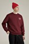 Unisex Oversize Sweatshirt Norf Sarf Map Printed Claret Red – Crew Neck, 3 Thread Threaded Yarn - 5