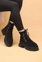 Seria Black Colored Zippered Suede Women's Boots