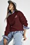 Unisex Oversize Sweatshirt Norf Sarf Map Printed Claret Red – Crew Neck, 3 Thread Threaded Yarn - 4