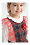 Girl's Red Plaid Patterned Tulle Detailed Puffy Salopet Dress + Socks - 2