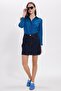 Women's Slim Fit Slim Fit Long Sleeve Cotton Bodycon Textured Light Petrol Basic Shirt - 6