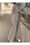 Women's Ribbed Collar Cable Knit Set with Side Slits - 2