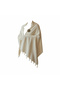 Women's Ecru 100% Cotton Shoulder Shawl 180X70 cm Soft Textured Shawl with Tassel Detail - 5