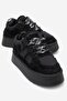 RAVEN Black Suede Genuine Leather Women's Platform Sneakers