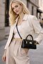Women's Mini Hand and Shoulder Bag with Adjustable Strap and Locking Buckle Detail