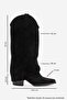 Tyler Black Suede Genuine Leather Stitched Women's Western Boots - 3