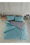 Ranforce 100% Cotton Double Duvet Cover Set Solid Color Turquoise - Gray - 2