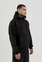 Border Fz.7 Full Length Zippered Kangaroo Pocket Men's Hooded Sweatshirt Black - 2