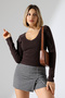 Women's Wide V Neck Long Sleeve Blouse 21948