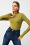 Women's Gray Cream White Khaki Oil Green 5-Piece Finger Detailed Bodysuit - 6