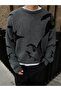Dark Gray Wolf Pattern Premium Oversized Knitwear Sweater - 4